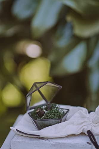 Ring Box for Wedding Ceremony, Bearer Pillows, Glass Holder, Proposal and Engagement (Black)