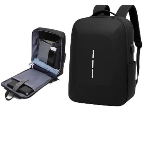 Mochila Executiva Rígida 25L Impermeável Antifurto com Entrada USB e Cadeado Compartimento para Notebook 15,6 Polegadas Oxford Reforçada Viagem Trabalho Universitária Costas Anatômicas (Preto)