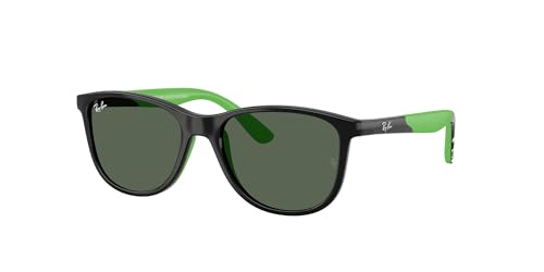 Ray-Ban RJ9077S Disney Collection Square Sunglasses, Black with Rubber Green/Dark Green, 49 mm