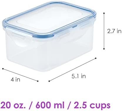 (Pack of 6) Lock & Lock Airtight Rectangular Food Storage Container 20.29-oz / 2.54-cup
