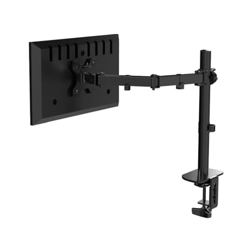 Suporte de mesa para monitor LCD único, braços totalmente ajustáveis para serviço pesado com base em C e ilhós para telas de 33.0 cm - 81.3 cm, máximo de 10 kg para casa, escritório, escola, preto