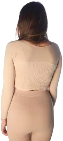 High compression mini top, massaging arms sleeves for Lipedema, Lymphedema diseases (S/M, Nude) image 5