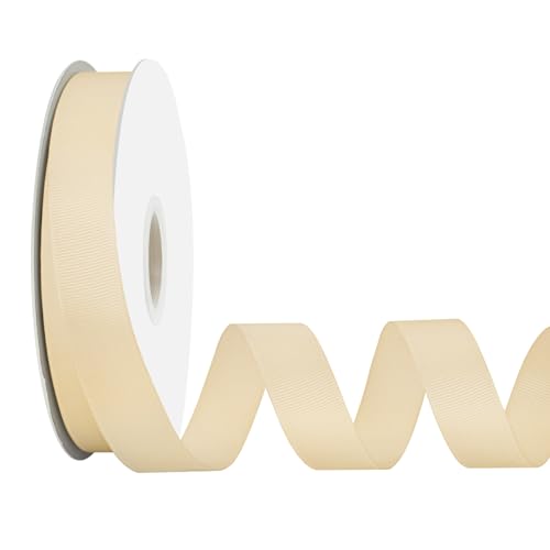Ribreeze 7/8 inch Cream Grosgrain Ribbon 50 Yards for Gift Wrapping Weddings DIY Floral Decor Sewing & More