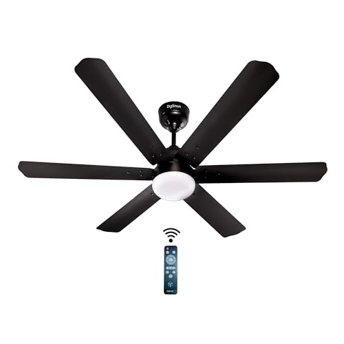 DIGISMART Autum Hexa 1200mm Ceiling Fan, 6 Blade, BLDC 28 Watt Motor, 5 Star Rated, Dimmable LED Light, Energy Saving, Remote Control, Reversible Mode & Timer,5 Years Warranty - Smoke Brown