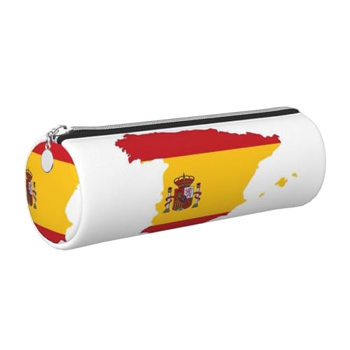 Estuche de piel con diseño de mapa de la bandera de España, respetuoso con el medio ambiente, cierre suave, soporte cilíndrico de gran capacidad, Silver, Talla única, Tarjetero