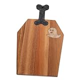 GOOHOCHY Gothic Halloween Holz Schneidebrett aus Akazienholz Kleines Rustikales Charcuterie Board mit Griff Servierfertiges Schneide und Pizzabrett für Käse Snacks und Party im Herbst