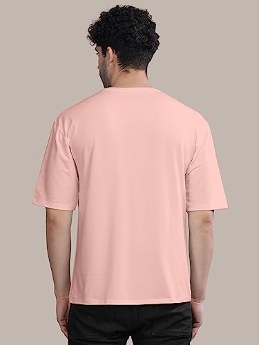 Image of BULLMER Peach Trendy Front Printed oversized Round Neck T-shirt for men
