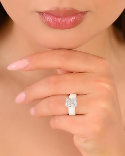 Rinfit Silicone Ring with Stone, Emerald Cut CZ - Wht/Sil, Size 6 - image 7