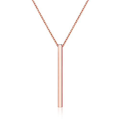 ChicSilver Rose Gold Vertical Bar Necklace for Girls Mum Minimalist Jewelry Layered Necklaces Bridesmaids Gifts