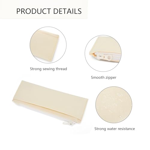 Image of Pencil Pouch for Teens School Office Supplies Pencil Case Cosmetic Bag Zipper (Cream)