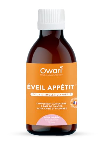 OWARI SIROP ÉVEIL APPÉTIT - Sirop Naturel pour Stimuler l'Appétit - Sirop Appetit avec Gingembre et Canelle - Arôme Thé Pêche - Flacon de 250 ml - Cure de 10 Jours - Produit Végan Fabriqué en France OWARI SIROP ÉVEIL APPÉTIT - Sirop Naturel pour Stimuler l'Appétit - Sirop Appetit avec Gingembre et Canelle - Arôme Thé Pêche - Flacon de 250 ml - Cure de 10 Jours - Produit Végan Fabriqué en France
