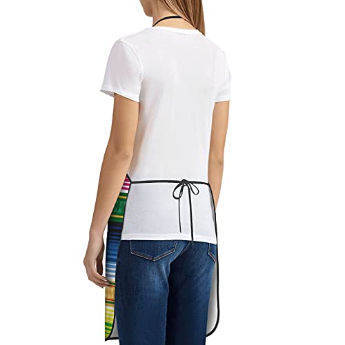 Shuwekk Mexican Stripe Blanket Apron Ethnic Colorful Geometric Mexican Rug Pattern Cooking Apron Kitchen Apron Lock Edge Waterproof Durable String Adjustable Easy Care Aprons For Women Men Chef #TOP3