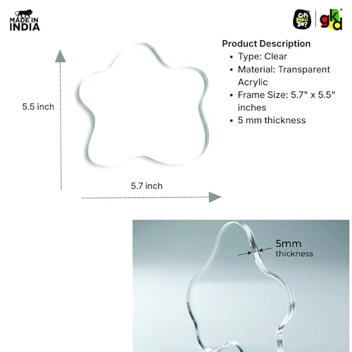 Image of GKD White Acrylic Coaster Blossom Star Design for Coffee Mug, Tea Cup & Glass (6 x 5.5 inch) Modern Table Decor Waterproof Heat Resistant (Transparent)