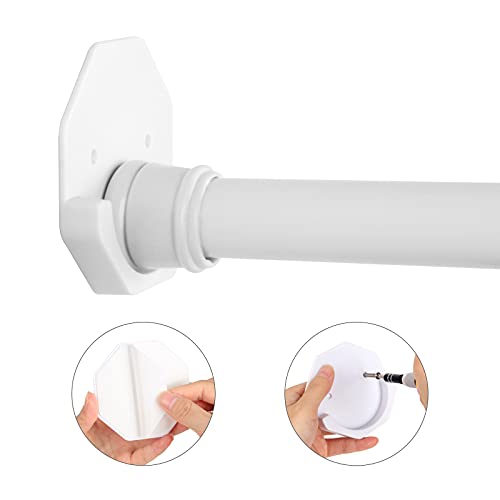 Shower Curtain Rod Mount Holders 2 Pack Adhesive Shower Rod Brackets Stick On Wall Mounted Tension Rod Holders For Bathroom Curtain Rod Hangers Stable Easy Installed Black Hexagon Rod Retainers #TOP3
