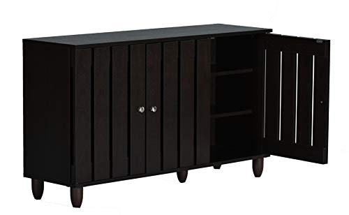 Image of DeckUp Minang 3-Door Engineered Wood Shoe Rack (Dark Wenge, Matte Finish)