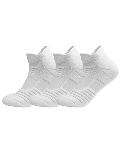 Athletic Running Ankle Socks, Compression Short Anti-slid Cushioned Breathable Low Cut Sports Socks for Men Women, 3 Pairs
