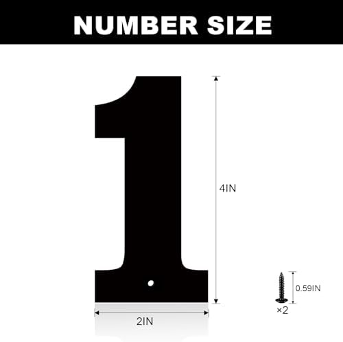 4 Inch Metal House Numbers, House Address Letters and Numbers for Outside Signs, Metal Letters Door Numbers Signage Street Address Plaque for Garden Door Mailbox Decor (Number 1)