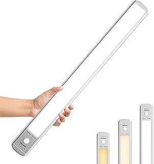 Epicflare LED Motion Sensor Closet Light, 126 LED USB Rechargeable Brightness & Color Temperature Dimmable Cupboard Lights, 3 Modes Wireless Under Cabinet Night Light for Kitchen Garage Shed (40cm)