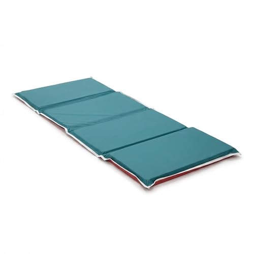 Children's Factory Pillow Rest Mats for Toddlers & Kids, 4-Fold Daycare Sleeping Floor Mat, Portable Foam Napping Mat, Red/Green 10 Pack, 3/4 inch Thick (CF400-011)