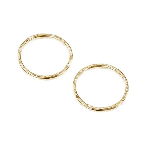 Stera Jewelry 4 Pcs 14k Gold-Filled 17 mm Hand Hammered Hoops Rings or Loops Jewellery Findings for Your DIY Earrings Necklaces & Bracelets Creations Cover