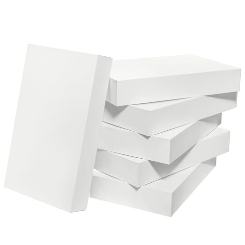 Mefleet 24x14x4 Inches Extra Large Gift Boxes with Lids 6 Pack Deep Coat Clothes Robe Blanket Sweater Box for Christmas Presents Holidays Birthday Gift Wrapping White