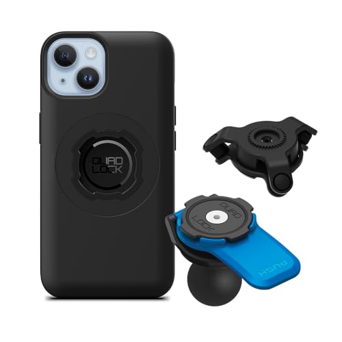 QUAD LOCK 1 Kugel-Adapter Handyhalterung für Motorrad mit Vibrationsdämpfer und MAG-Hülle für iPhone 14