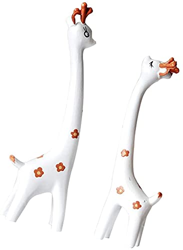 2Pcs Giraffe Statue Wooden Giraffe Figurines Desktop Decoration Giraffe Sculpture Animal Sculpture For Home Office Bookshelf Decor - White #TOP4