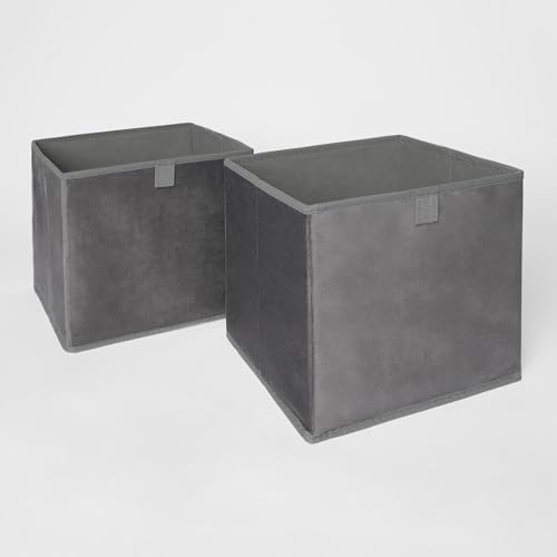 OHS Set of 2 Cube Storage Boxes, Foldable Matte Velvet Storage Ba...