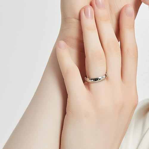 4mm 6mm Stainless Steel Rings Women Men High Polish Plain Dome Silver/Gold Wedding Band Comfort Fit3