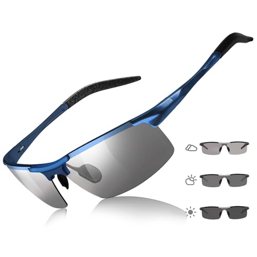 Image of TJUTR Mens Photochromic Sunglasses Day & Night Driving Z87 Sun Glasses Polarized UV400 Protection Safety Glasses