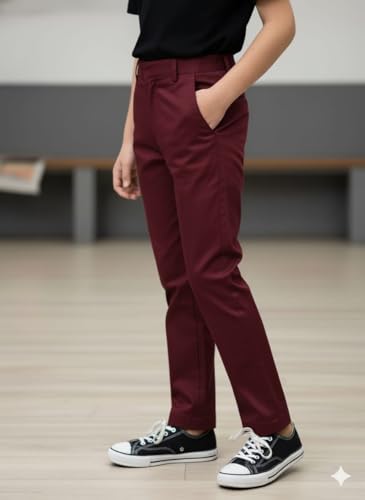 Image of A.T.U.N. (ALL THINGS UBER NICE) Boys Regular Fit Formal Chinos | Smart School & Occasion Wear Bottoms | Smooth, Comfortable & Tailored Look Pants