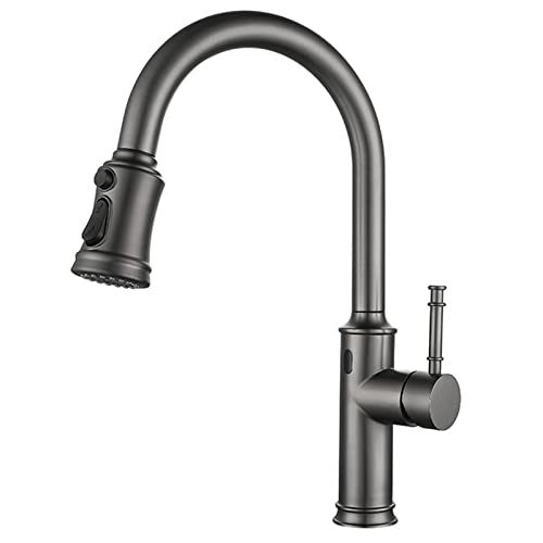 Robinet mitigeur de cuisine design en acier inoxydable finition gun grey