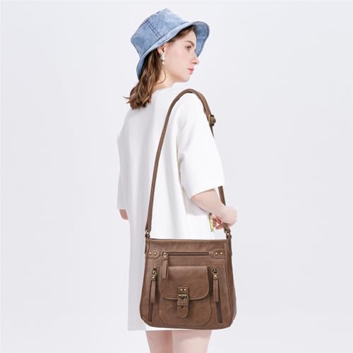Image of Crossbody Bags for Women Medium PU Leather Multi Pocket Shoulder Purses
