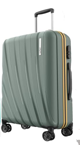Image of Safari 55 cm Polypropylene Hard-Sided Cabin Luggage | Dual Wheels | Fixed Combination Lock | 5 Years Warranty | 360 Mobility | Lightweight Carry-On (Cairo 55CM Green)