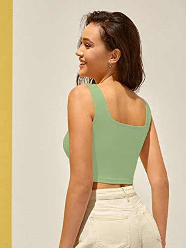 Image of Shasmi Women Ribbed Square Neck Tank Crop Top