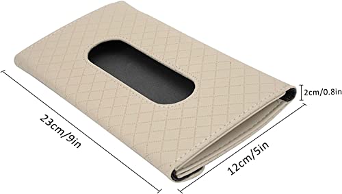 SARTE Tissue Paper Holder for car Sun Visor Napkin Holder Universal Tissue Holder for Travel, Home, Office Napkin/Mask Holder Luxury PU Leather Back Seat Tissue Holder for Car (Beige)