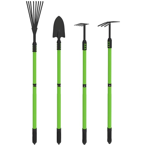 Outsunny Gartenwerkzeug-Set 4 Stück Gartengeräte-Set mit Schaufel Gartenhacke Gartenrechen Laubrechen, Männer und Frauen