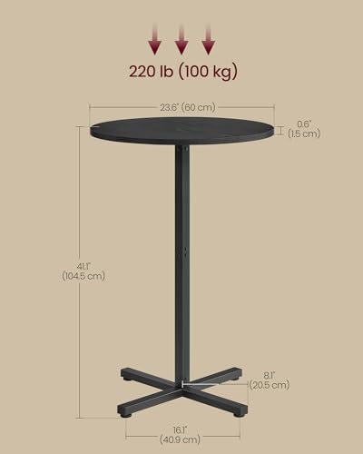 Image of VASAGLE Round Cocktail Table, Set of 2, High Top Bar Pub Table with Metal Frame and Cross Base, for 2-3 People, Modern, Easy to Assemble, 23.6 x 41.1 Inches, Ebony Black ULBT361B01-2J