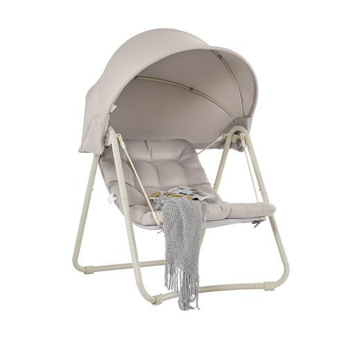 SoBuy Fauteuil à Bascule Fauteuil Relax avec Parasol Ajustable pour Jardin et Balcon Hamac et...