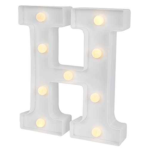 Image of Restaurantware Illumify 6 x 1.2 x 8.7 Inch Light Up Letter 1 Durable Marquee LED Light - Letter H Touchproof White Plastic Party Light Keyhole Slot For Parties Weddings Or Special Events