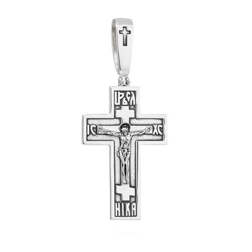 Pendentif crucifix en argent 925 NKlaus 34x22mm pour collier chrétien au quotidien