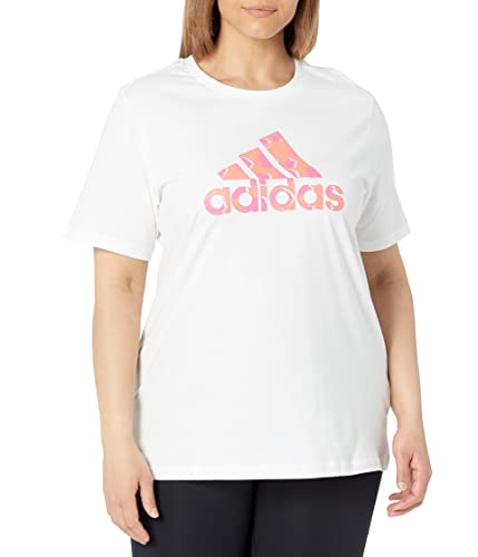 adidas Women's Animal Print Graphic Tee, White, M