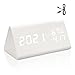 yumcute Reloj Despertador Digital,Reloj Mesita De Noche Tiene Función De Control De Voz,Temperatura y Humedad,3 Juegos De Alarmas,Fecha,4 Niveles De Brillo Ajustables(Blanco)
