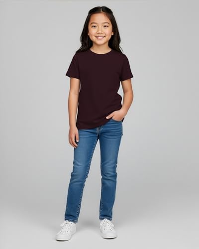 Image of Real Essentials 5 Pack: Girls' Cotton Short Sleeve Crew Neck T-Shirt - Athletic Tee Shirt for Teens Kids Youth (Ages 4-16)