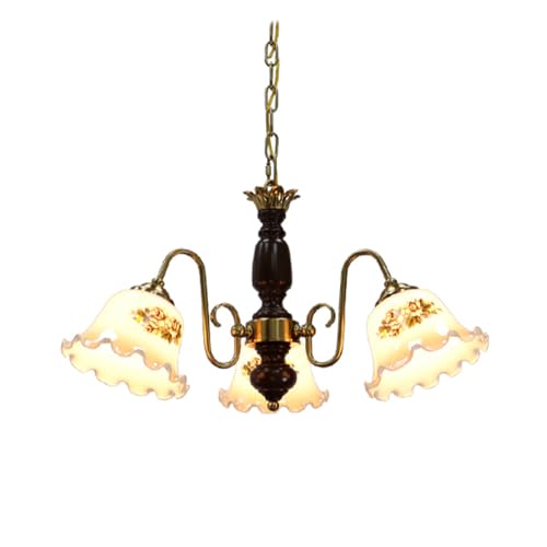Suspension vintage dorée style campagnard chic à 6 ampoules