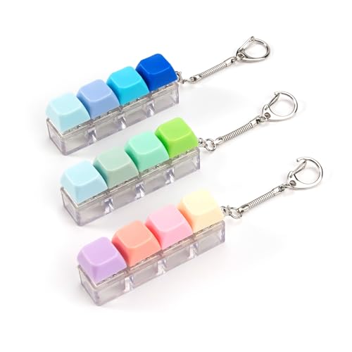 3Pcs Keyboard Fidget Toy 4-Button Fidget Keyboard Keychain Stress Relief Toys Funny Fidget Keyring Finger Keyboard Keychain Keyboard Clicker Fidget Decompression Toys