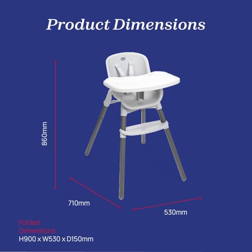 Image of Chicco Zest Highchair (Moon Grey) |4-in-1 Multi-Use highchair | 6 Months up to 27 kg (7 Years) | Ultra-Lightweight 4.5 kg
