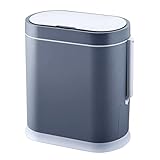 ELPHECO Schlanker Kunststoff-Mülleimer mit WC-Bürste, wasserdicht, intelligenter Mülleimer mit Deckel, Bewegungsmelder, automatischer Mülleimer für Badezimmer (grau)