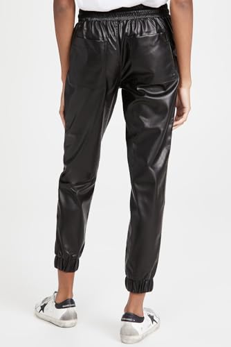 Fashionable Faux Leather Joggers with Adjustable Waist and Side Pockets - Black2