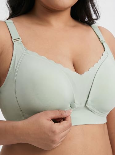 Image of ELEG & STILANCE Maternity Feeding Bra Padded Nursing Bra with Adjustable Straps Easy Baby Breastfeeding New Moms Back Hook Closure
